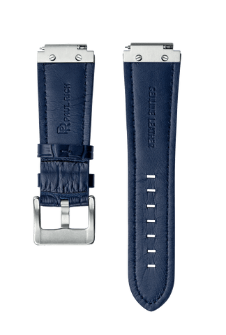 Signature/Star Dust Leather Watchband - Blue Silver