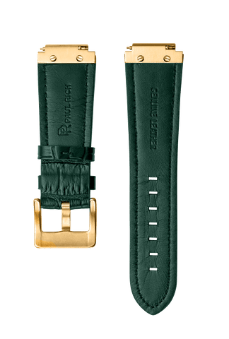Signature/Star Dust Leather Watchband - Green Gold