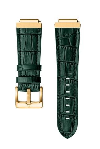 Signature/Star Dust Leather Watchband - Green Gold