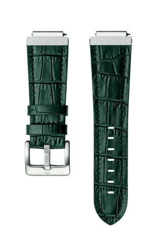 Signature/Star Dust Leather Watchband - Green Silver